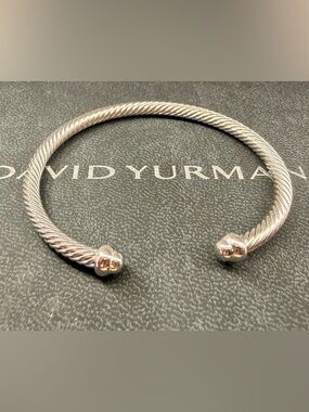 David Yurman Silver Twisted Cable Open Cuff Bracelet